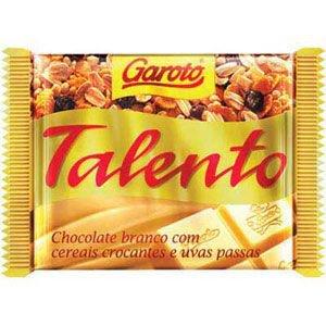 Chocolate Talento cereais e passas 100g.