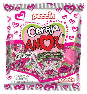 Pirulito Cereja do Amor grande Peccin 528g.