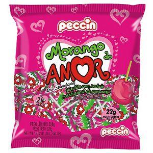 Pirulito Morango do Amor grande Peccin 528g.