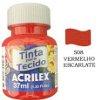 Tinta para tecido vermelho escarlate Acrilex 37ml.