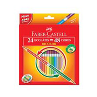 Lápis de cor Ecolápis 24 lápis e  48 cores Faber Castell