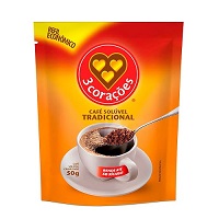 Café solúvel 3 corações tradicional sachê 50g