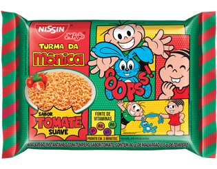 Macarrão instantâneo Turma da Mônica tomate suave Nissin 85g.