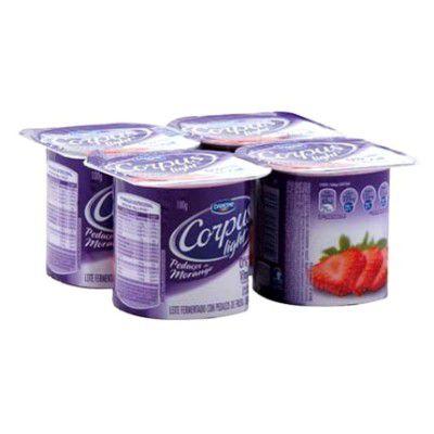 Iogurte Danone Corpus light pedaços de morango e ameixa 400g.