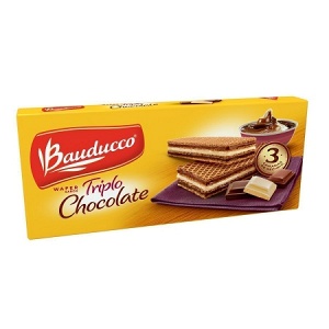 Wafer triplo chocolate Bauducco 140g.