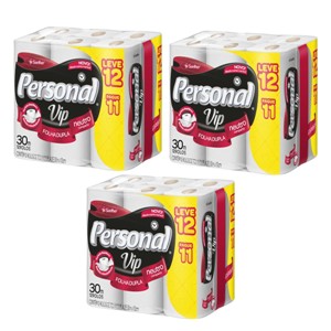 Papel higiênico folha dupla Personal Vip (12x1 de 20mts) (pacote c/3 unid.) Papel higiênico folha dupla Personal Vip (12x1 de 20mts) (pacote c/3 unid.)