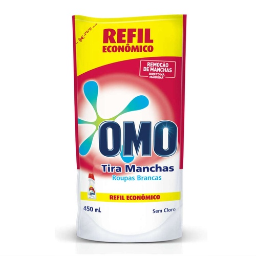 Tira manchas líquido s/ cloro p/ roupas brancas (REFIL SACHÊ) Omo 450ml