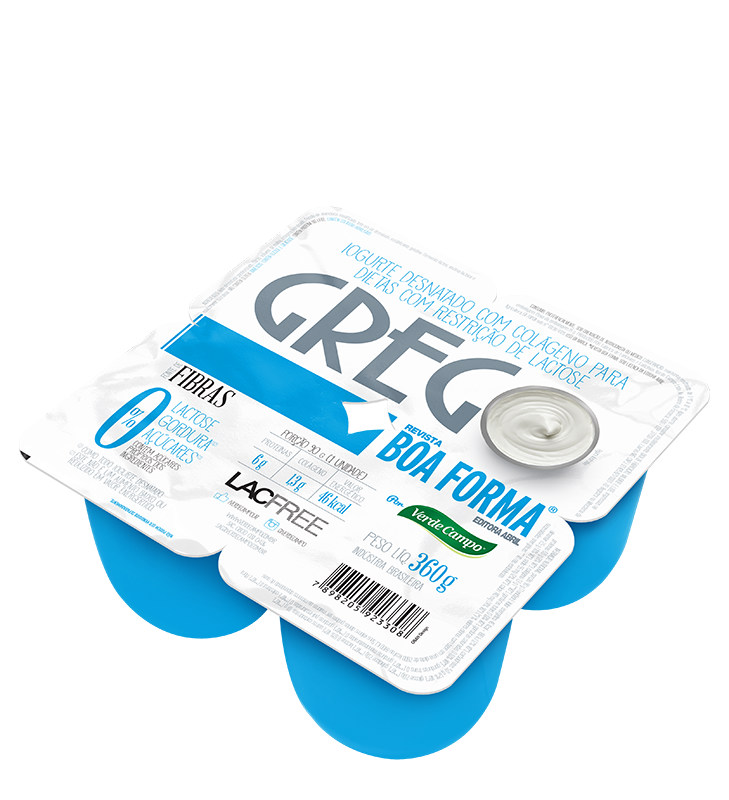 Iogurte Grego original desnatado colágeno zero lactose Boa Forma 360g