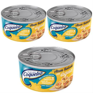 Atum ralado Coqueiro  (em água) 170g.(pacote c/ 3 unid.)