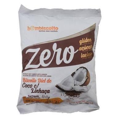 Biscoito Zero Açúcar sabor coco c/ linhaça Bom Biscoito 100g