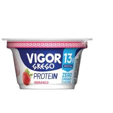 Iogurte grego zero  gordura e sem lactose c/ 13g de proteina sabor morango Vigor 130g
