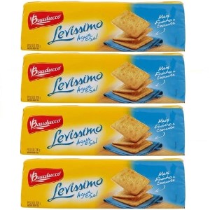 Biscoito água e sal levissimo Bauducco 200g (pacote c/4 unid.) Biscoito água e sal levissimo Bauducco 200g (pacote c/4 unid.)
