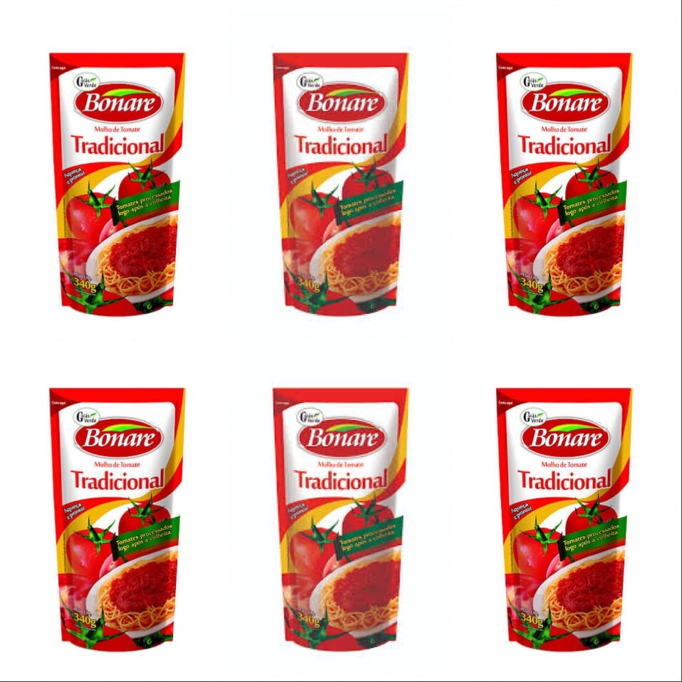 Molho de tomate tradicional Bonare 340g ( pacote c/ 6 unid.)