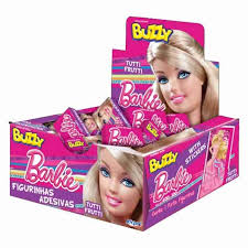 Chiclete sabor tutti frutti da Barbie tatuagens Buzzi 