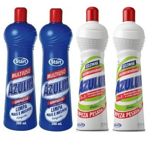 KIt Azulim - 2 Limpador multiuso 500ml + 2 Desengordurante limpeza pesada limão Azulim 500ml