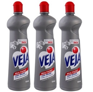 Limpador multiuso com álcool Veja brilho sem embaçar 500ml (pacote c/ 3 unidades)