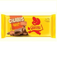 Chocolate branco ao leite com flocos caramelizados sabor churros Garoto 90g