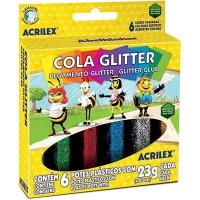Cola colorida com glitter Acrilex 6 cores 