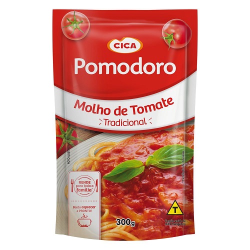 Molho de tomate tradicional  Pomodoro sachê Cica  300g