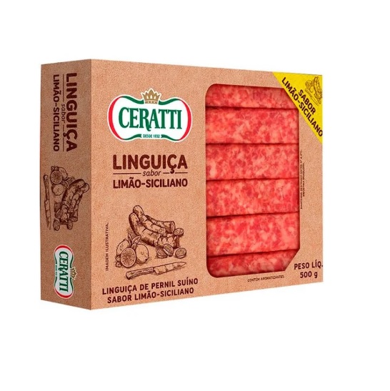 LInguiça de pernil com limão siciliano Ceratti 500g LInguiça de pernil com limão siciliano Ceratti 500g